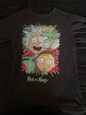 Rick and Morty Graphic Tee - Black with Multicolor Print